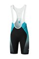 SHIMANO Cyklistické nohavice krátke s trakmi - TEAM - čierna/tyrkysová