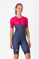 CASTELLI Cyklistická kombinéza - CORE TRI W SUIT SHORT SLEEVE - modrá/ružová