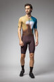 ALÉ Cyklistický dres s krátkym rukávom - FLASH PR-E - žltá/hnedá/modrá/biela