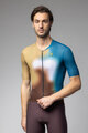 ALÉ Cyklistický dres s krátkym rukávom - FLASH PR-E - žltá/hnedá/modrá/biela