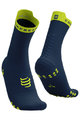 COMPRESSPORT Cyklistické ponožky klasické - PRO RACING V4.0 RUN HIGH - modrá/žltá