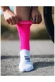 COMPRESSPORT Cyklistické ponožky klasické - PRO RACING V4.0 BIKE - biela/ružová