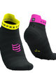 COMPRESSPORT Cyklistické ponožky členkové - PRO RACING V4.0 ULTRALIGHT RUN LOW - čierna/ružová/žltá