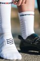 COMPRESSPORT Cyklistické ponožky klasické - PRO RACING SOCKS V4.0 ULTRALIGHT BIKE - biela/čierna