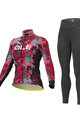 ALÉ Cyklistický zimný dres a nohavice - AMAZZONIA LADY WNT - bordová/ružová/čierna