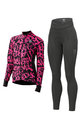 ALÉ Cyklistický zimný dres a nohavice - RIDE + ESSENTIAL W - čierna/ružová