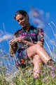 ALÉ Cyklistický dres s krátkym rukávom - BUTTERFLY LADY - čierna