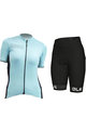ALÉ Cyklistický krátky dres a krátke nohavice - COLOR BLOCK LADY - čierna/svetlo modrá/biela