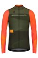 GOBIK Cyklistický dres s dlhým rukávom zimný - SUPERCOBBLE - oranžová/zelená