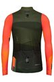 GOBIK Cyklistický dres s dlhým rukávom zimný - SUPERCOBBLE - oranžová/zelená