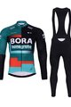 BONAVELO Cyklistický zimný dres a nohavice - BORA 2024 WINTER - červená/biela/čierna/zelená
