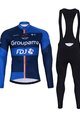 BONAVELO Cyklistický zimný dres a nohavice - FDJ 2023 WINTER - čierna/modrá