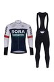BONAVELO Cyklistický dlhý dres a nohavice - BORA 2025 WINTER - čierna/biela/modrá