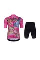 HOLOKOLO Cyklistický krátky dres a krátke nohavice - SAFARI - čierna/ružová/viacfarebná