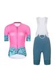 RIVANELLE BY HOLOKOLO Cyklistický krátky dres a krátke nohavice - MEDUSA - tyrkysová/ružová/zelená