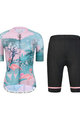 MONTON Cyklistický krátky dres a krátke nohavice - FLAMINGO LADY II - ružová/čierna/svetlo modrá