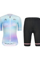 MONTON Cyklistický krátky dres a krátke nohavice - COLOR FLOW LADY - svetlo modrá/dúhová/čierna