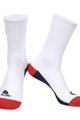 MONTON Cyklistické ponožky klasické - SKULL BADCAT - biela/červená/modrá