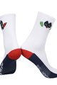 MONTON Cyklistické ponožky klasické - SKULL BADCAT LADY - biela/červená/modrá
