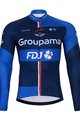 BONAVELO Cyklistický dres s dlhým rukávom zimný - FDJ 2023 - čierna/modrá