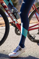 SANTINI Cyklistické nohavice dlhé s trakmi - CORAL BENGAL LADY - čierna/modrá