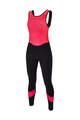 SANTINI Cyklistické nohavice dlhé s trakmi - CORAL BENGAL LADY - ružová/čierna