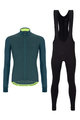 SANTINI Cyklistický zimný dres a nohavice - COLORE PURO+OMNIA - čierna/zelená