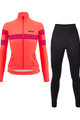 SANTINI Cyklistický zimný dres a nohavice - CORAL BENGAL+OMNIA W - čierna/ružová