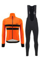 SANTINI Cyklistická zimná bunda a nohavice - COLORE HALO + LAVA - oranžová/čierna