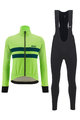 SANTINI Cyklistická zimná bunda a nohavice - COLORE HALO + LAVA - zelená/čierna