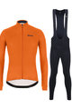 SANTINI Cyklistický zimný dres a nohavice - COLORE WINTER II - čierna/oranžová