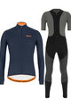 SANTINI Cyklistický zimný dres a nohavice - COLORE WINTER - čierna/šedá/modrá