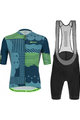 SANTINI Cyklistický krátky dres a krátke nohavice - DELTA OPTIC - zelená/čierna/modrá