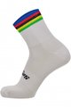 SANTINI Cyklistické ponožky klasické - UCI RAINBOW - biela/dúhová