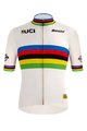 SANTINI Cyklistický dres s krátkym rukávom - UCI WORLD 100 GOLD - dúhová/biela