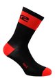 SIX2 Cyklistické ponožky klasické - SHORT LOGO - červená/čierna