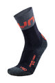 UYN Cyklistické ponožky klasické - LIGHT - šedá/červená/čierna