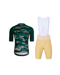 HOLOKOLO Cyklistický krátky dres a krátke nohavice - CAMOTRAIL - béžová/zelená