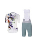 RIVANELLE Cyklistický krátky dres a krátke nohavice - FLOWERY LADY - zelená/biela/viacfarebná