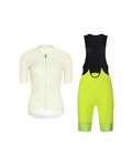 RIVANELLE Cyklistický krátky dres a krátke nohavice - ELEVATE - žltá/čierna/ivory