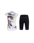 RIVANELLE Cyklistický krátky dres a krátke nohavice - MISS FLOWERY - čierna/biela/viacfarebná