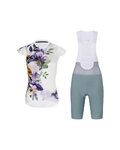 RIVANELLE Cyklistický krátky dres a krátke nohavice - MISS FLOWERY - zelená/biela/viacfarebná