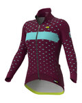 ALÉ Cyklistická zateplená bunda - PR-R STARS - bordová/tyrkysová
