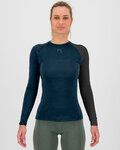 KARPOS Cyklistické tričko s dlhým rukávom - DINAMICO MERINO 130 W - modrá/čierna