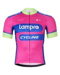 BONAVELO Cyklistický dres s krátkym rukávom - LAMPRE - ružová/modrá