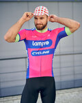 BONAVELO Cyklistický dres s krátkym rukávom - LAMPRE - ružová/modrá