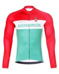BONAVELO Cyklistický dres s dlhým rukávom zimný - HUNGARY WINTER - červená/zelená