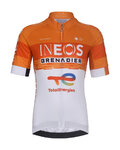 BONAVELO Cyklistický dres s krátkym rukávom - INEOS GRENADIERS KID 2026 - biela/oranžová