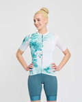 RIVANELLE Cyklistický dres s krátkym rukávom - FLOWERY LADY - biela/zelená