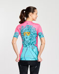 RIVANELLE Cyklistický dres s krátkym rukávom - MEDUSA - ružová/tyrkysová